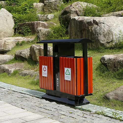 景區(qū)公園必備的景觀設施鋼木垃圾箱、與園林椅